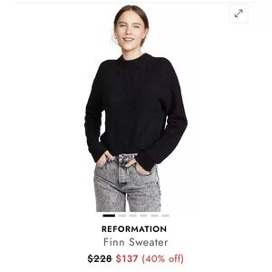 Reformation FINN Sweater Black. Alpaca Blend. Size Small